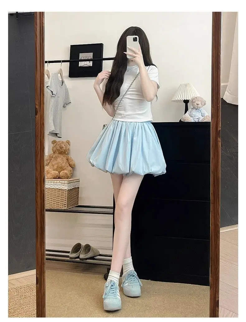Red Petal Hem Bloom Skirt Women Summer Lightweight High Waist Flattering Fit Anti-Slip Lining Petite A-Line Mini Flowy Skirt
