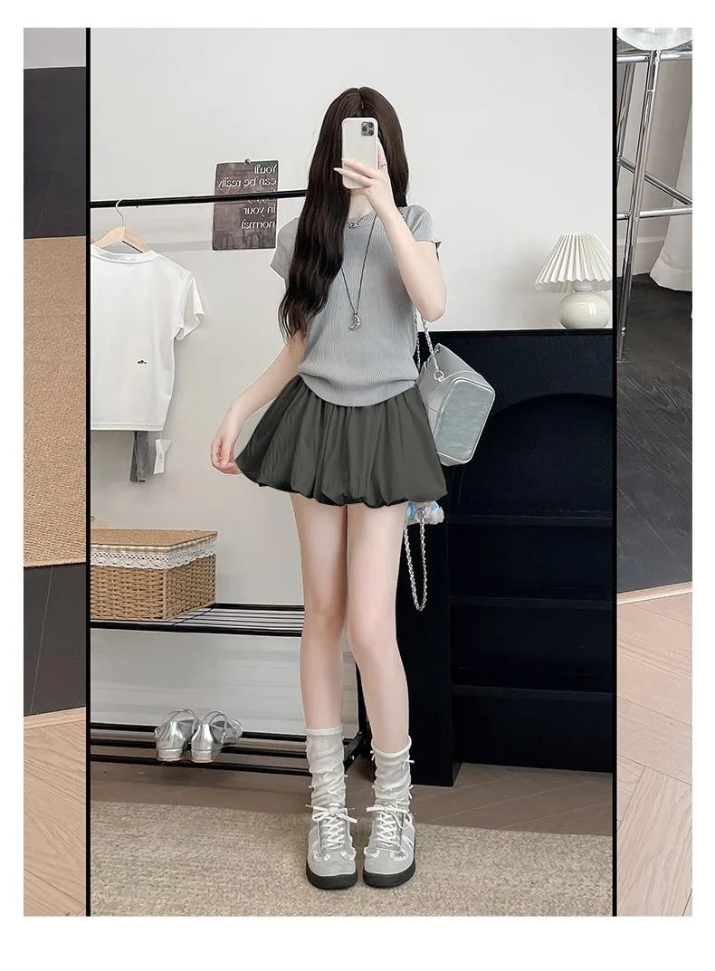 Red Petal Hem Bloom Skirt Women Summer Lightweight High Waist Flattering Fit Anti-Slip Lining Petite A-Line Mini Flowy Skirt