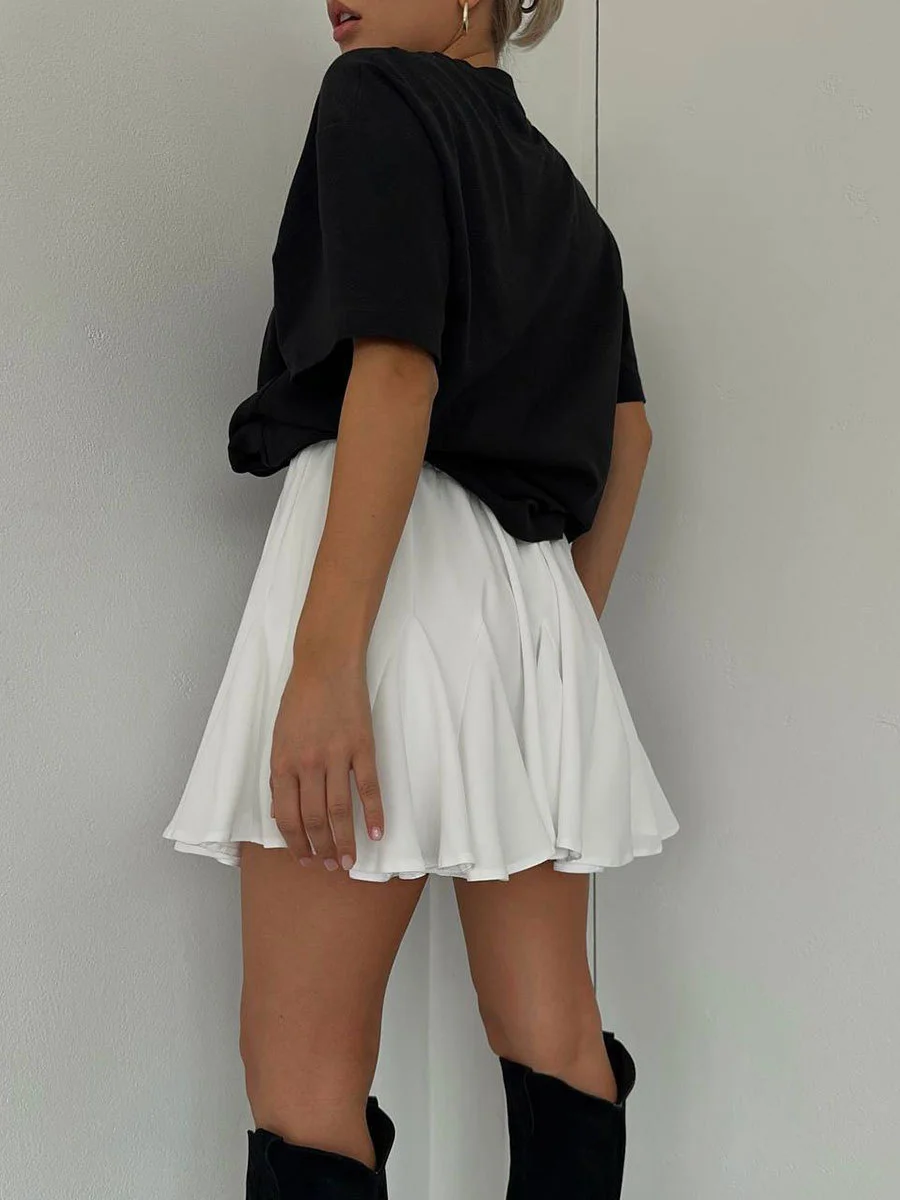 Summer White Ruffle Mini Skirt High Waist Korean Sexy Cute Ruffle Vintage Tennis Skirt Elastic Waist Tutu Short Skirts for Women