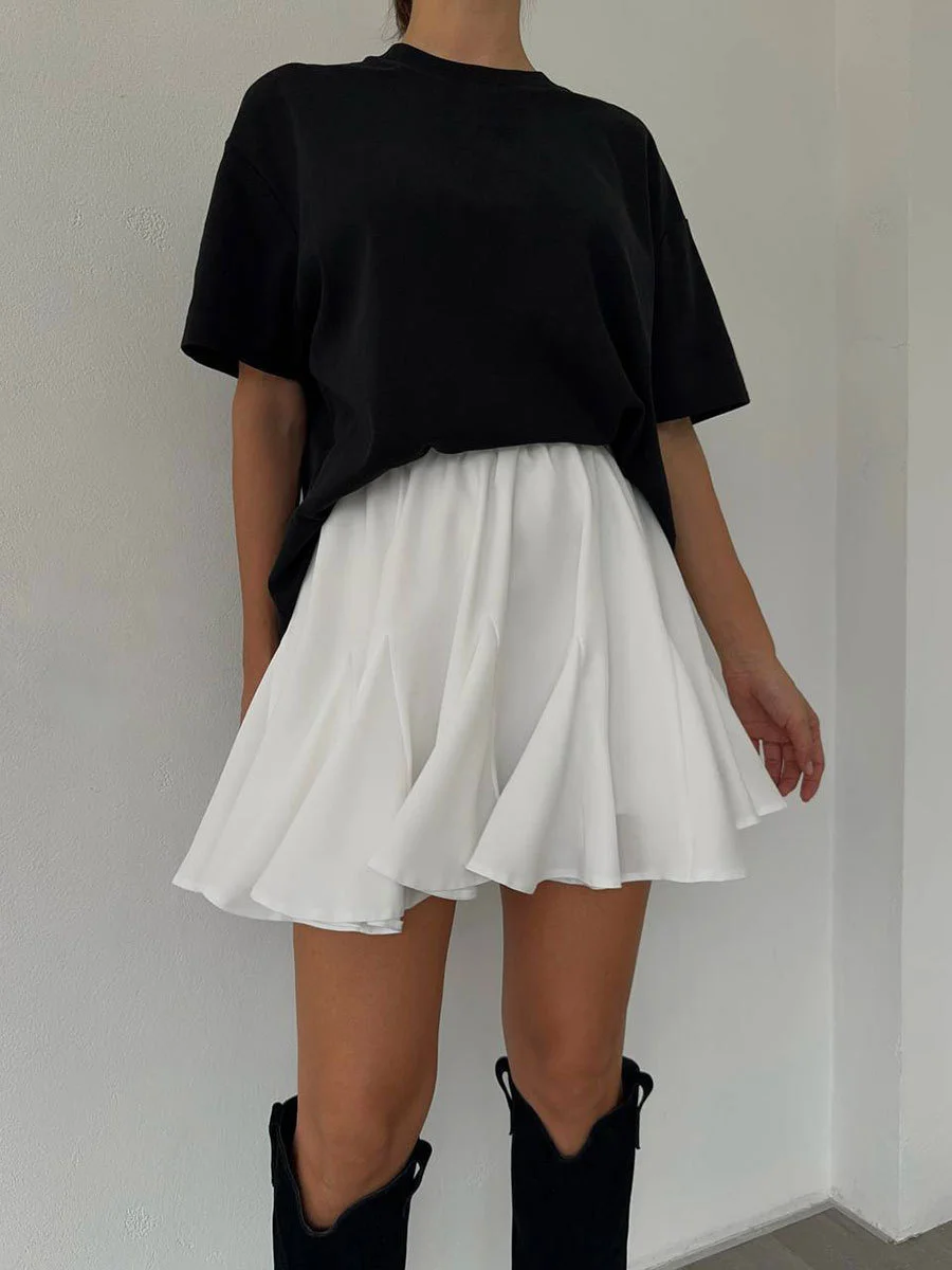 Summer White Ruffle Mini Skirt High Waist Korean Sexy Cute Ruffle Vintage Tennis Skirt Elastic Waist Tutu Short Skirts for Women