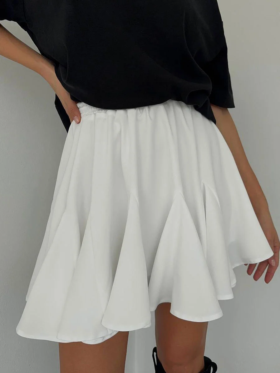 Summer White Ruffle Mini Skirt High Waist Korean Sexy Cute Ruffle Vintage Tennis Skirt Elastic Waist Tutu Short Skirts for Women