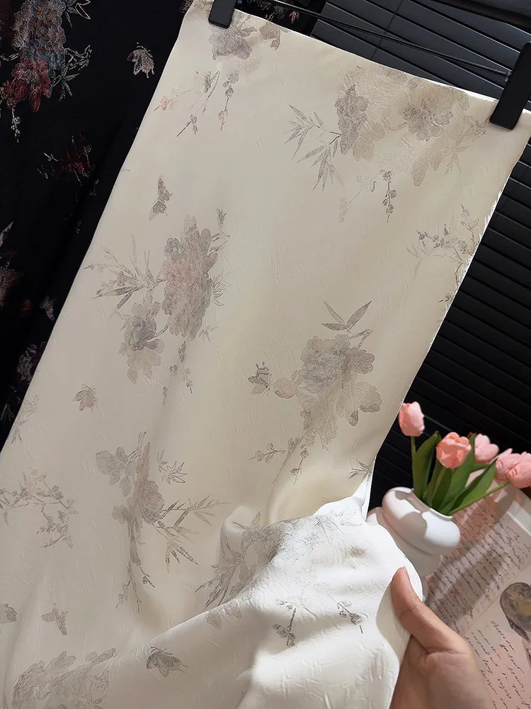 2026 New Arrival Women Elegant Vintage Skirt High Waist Flower Sexy Satin Maxi Skirts Faldas Femme Streetwear