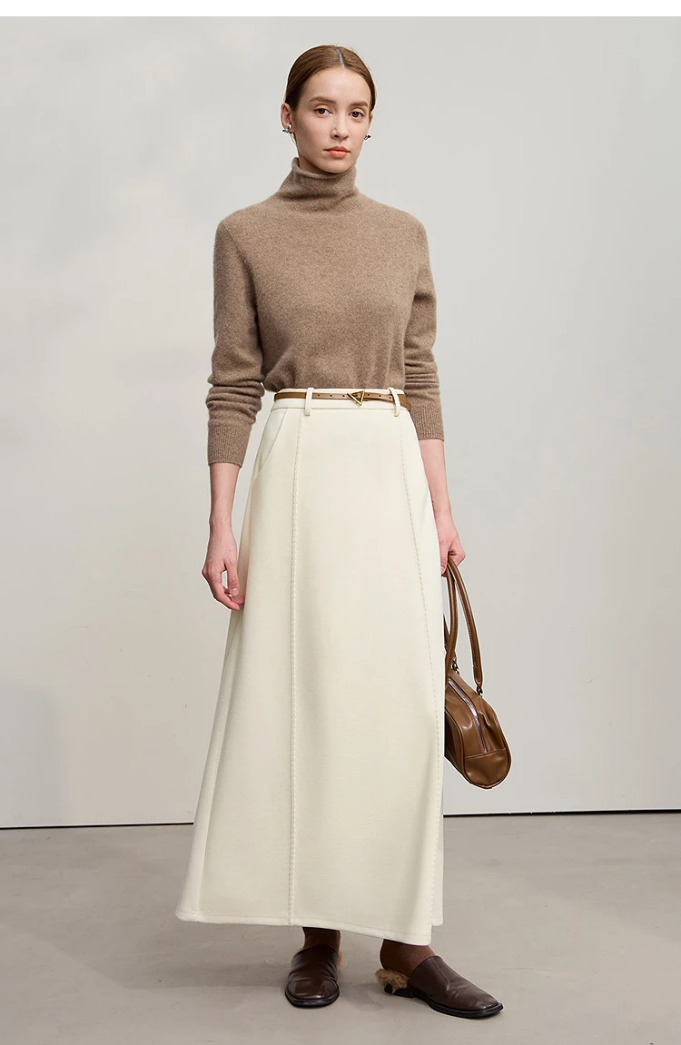 Amii Skirts For Woman 2025 Winter New Commuter Loose Long Knitting A-Line Skirt Wool Solid Versatile Clothing Ladies 12544124