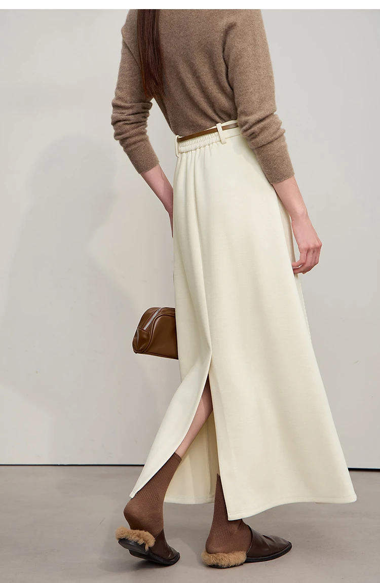 Amii Skirts For Woman 2025 Winter New Commuter Loose Long Knitting A-Line Skirt Wool Solid Versatile Clothing Ladies 12544124