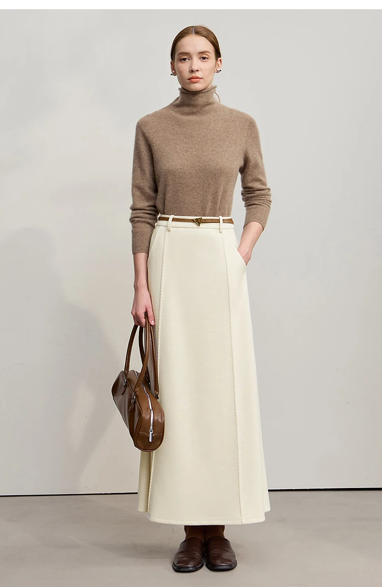 Amii Skirts For Woman 2025 Winter New Commuter Loose Long Knitting A-Line Skirt Wool Solid Versatile Clothing Ladies 12544124