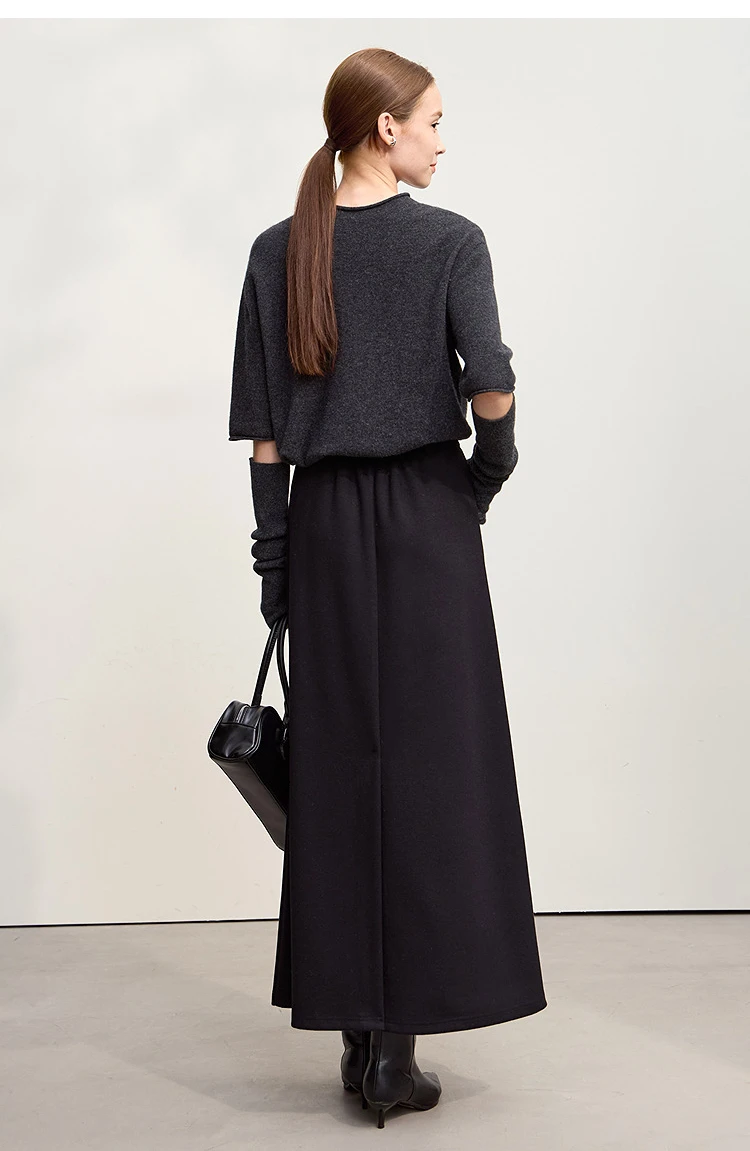 Amii Skirts For Woman 2025 Winter New Commuter Loose Long Knitting A-Line Skirt Wool Solid Versatile Clothing Ladies 12544124