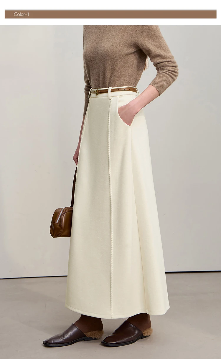 Amii Skirts For Woman 2025 Winter New Commuter Loose Long Knitting A-Line Skirt Wool Solid Versatile Clothing Ladies 12544124