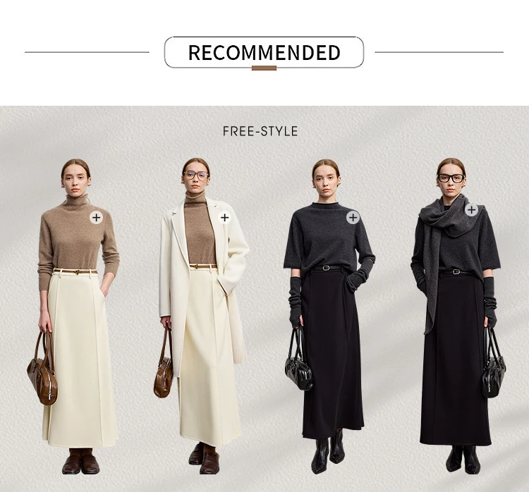 Amii Skirts For Woman 2025 Winter New Commuter Loose Long Knitting A-Line Skirt Wool Solid Versatile Clothing Ladies 12544124