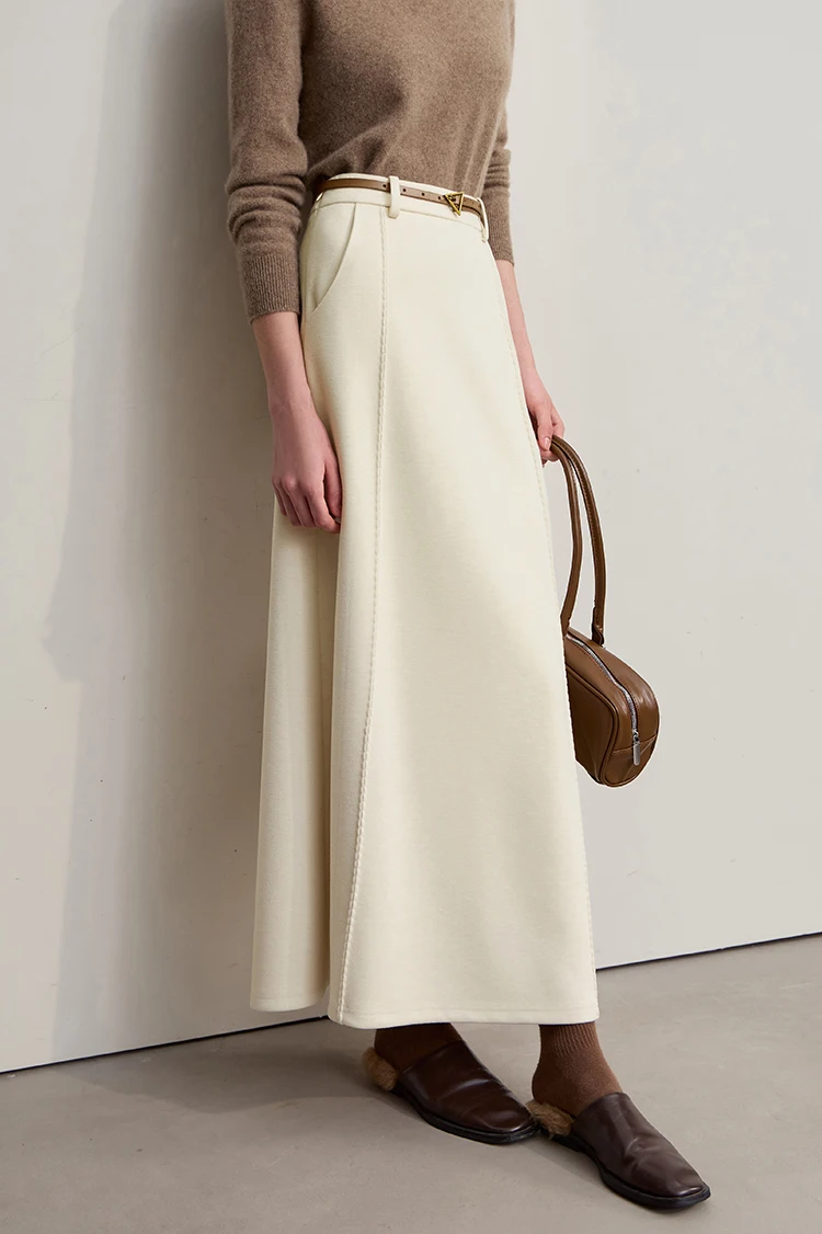 Amii Skirts For Woman 2025 Winter New Commuter Loose Long Knitting A-Line Skirt Wool Solid Versatile Clothing Ladies 12544124