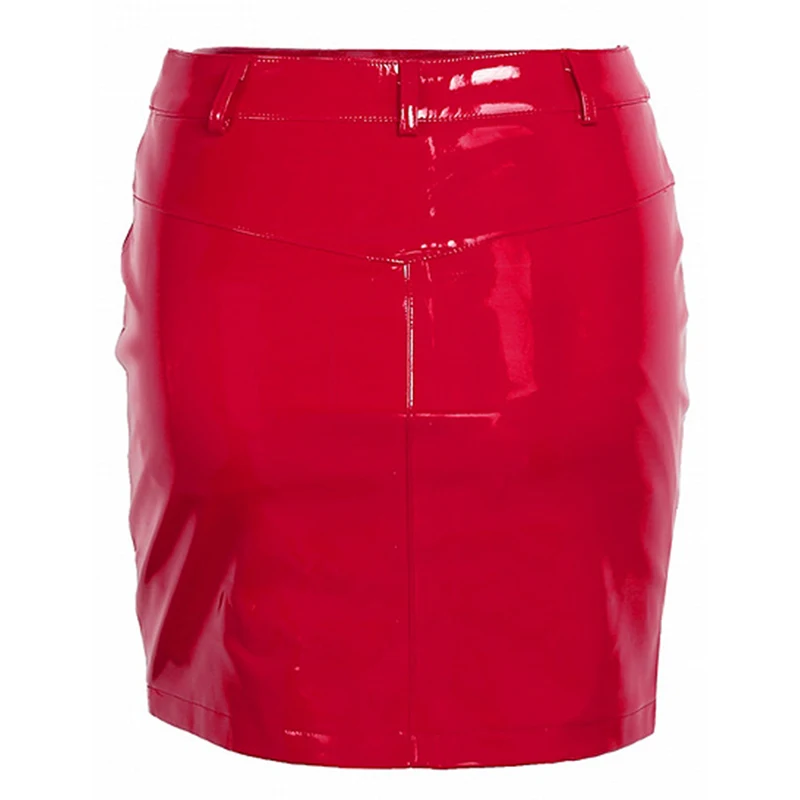 Sexy High Waist Women Short Mini Leather Skirt Button Zipper Slim Bodycon A-Line Skirts Csual PVC Stretch NEW Summer Streetwear