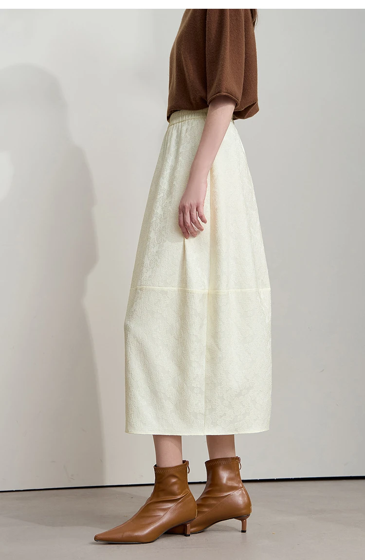 AMII 2026 New Arrival Autumn Quiet Luxury Style Women Skirts Elastic Waistband Loose Elegant Solid Lantern Dress 12523032