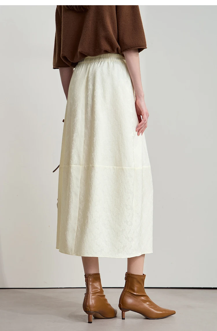 AMII 2026 New Arrival Autumn Quiet Luxury Style Women Skirts Elastic Waistband Loose Elegant Solid Lantern Dress 12523032