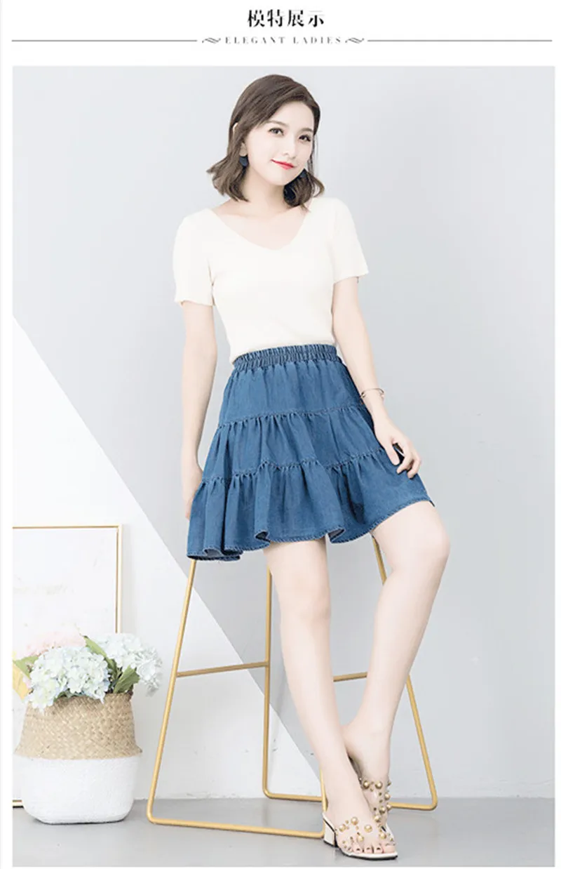 Korean sexy mini Pleated Skirt Y2K Clothes Women Summer Ruffle High Waist Jeans Skirt 2026 New Brand Cotton Denim Skirt Fashion