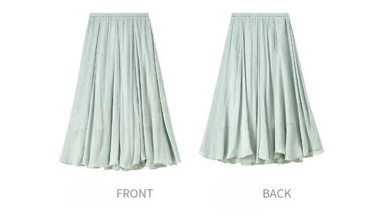 SENTUBILA Women's Summer Skirt 2026 Elegant Elastic Waist Sheen Flowy A Line Long Skirt for Woman Ladies Clothes 162QG4909