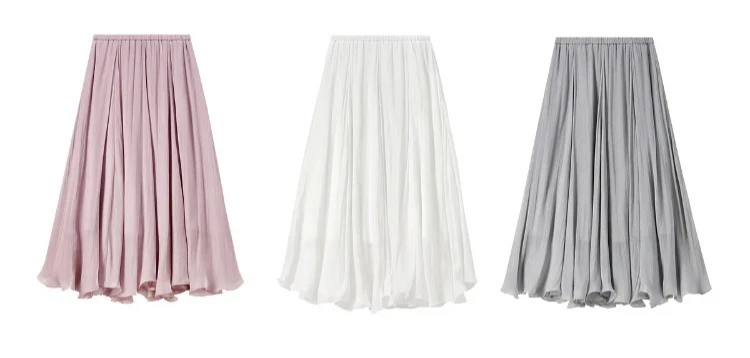 SENTUBILA Women's Summer Skirt 2026 Elegant Elastic Waist Sheen Flowy A Line Long Skirt for Woman Ladies Clothes 162QG4909