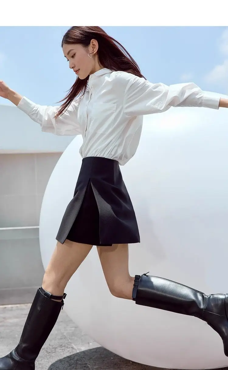 Casual short skirt women's high-waisted trouser spring and summer new commuter slim straight suit A-shaped trouser skirt