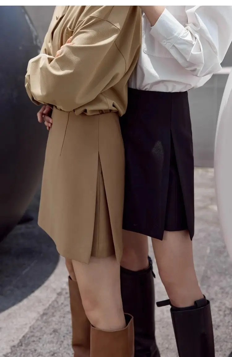 Casual short skirt women's high-waisted trouser spring and summer new commuter slim straight suit A-shaped trouser skirt