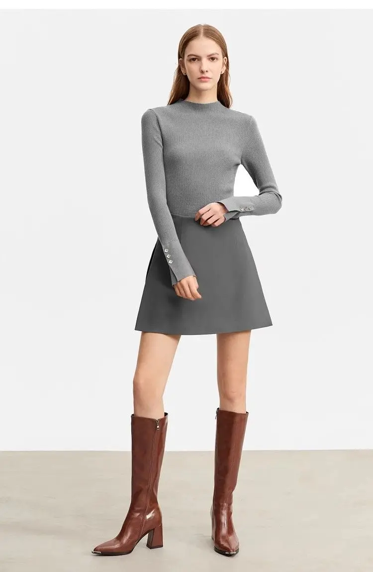 Casual short skirt women's high-waisted trouser spring and summer new commuter slim straight suit A-shaped trouser skirt