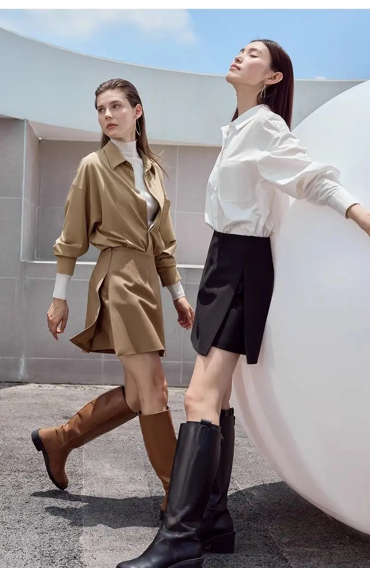 Casual short skirt women's high-waisted trouser spring and summer new commuter slim straight suit A-shaped trouser skirt