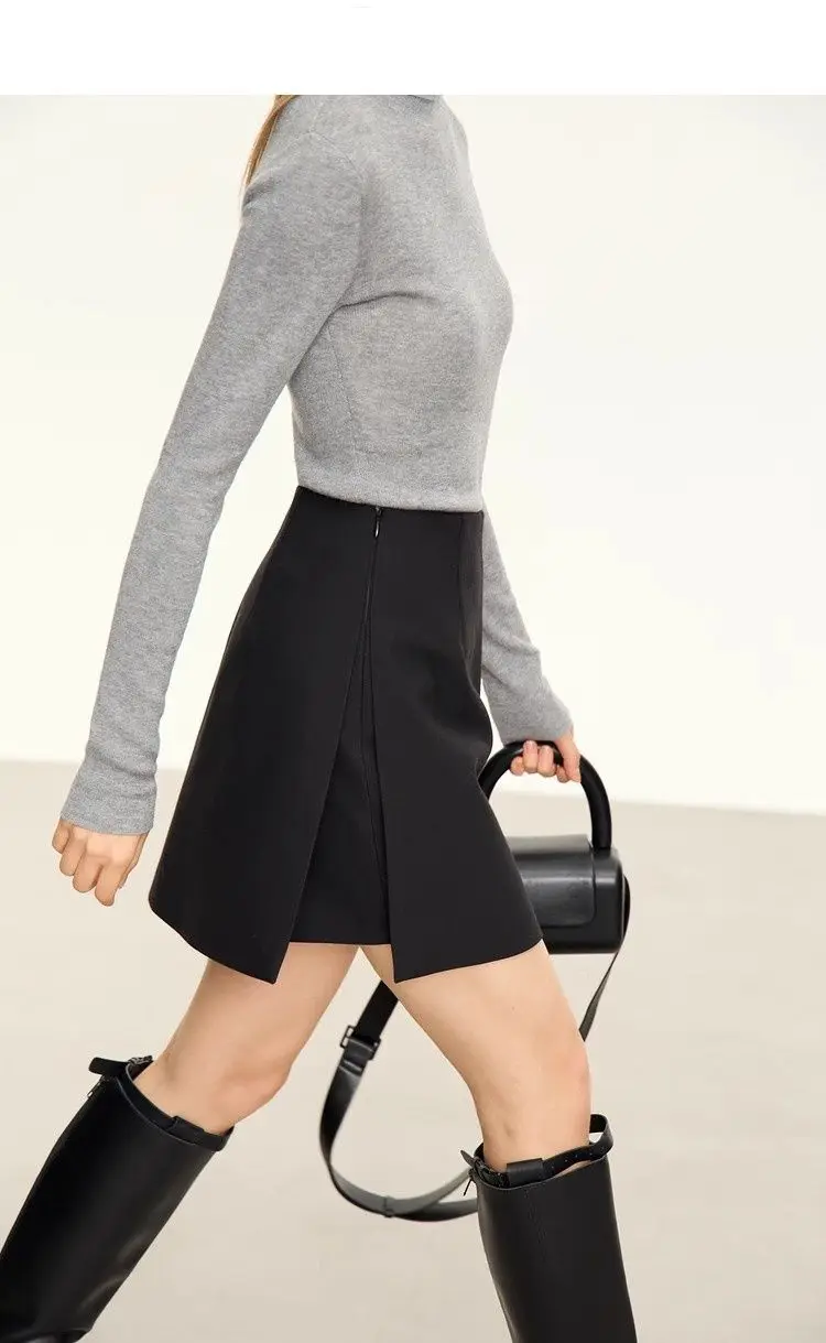 Casual short skirt women's high-waisted trouser spring and summer new commuter slim straight suit A-shaped trouser skirt