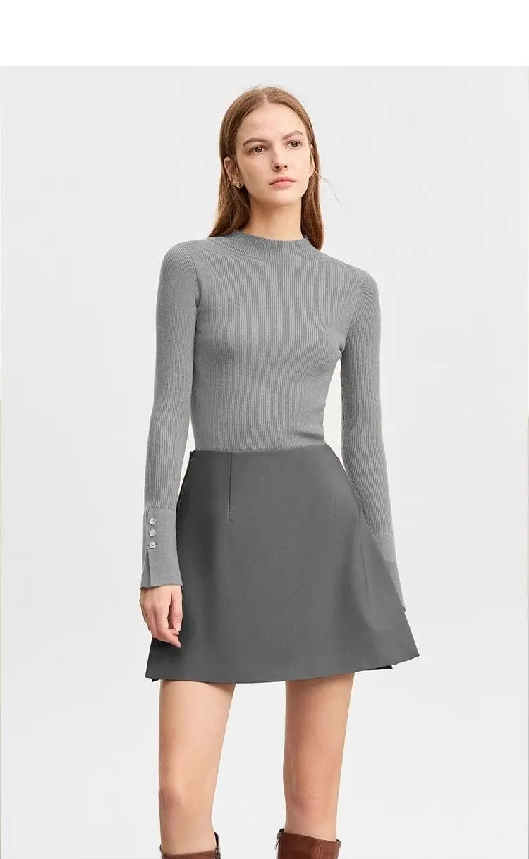 Casual short skirt women's high-waisted trouser spring and summer new commuter slim straight suit A-shaped trouser skirt