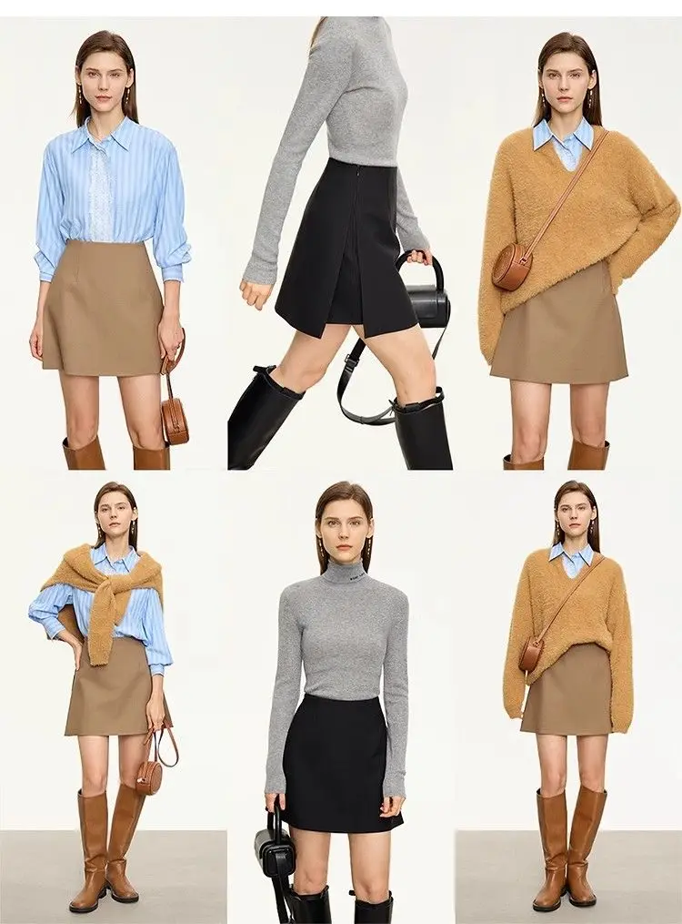Casual short skirt women's high-waisted trouser spring and summer new commuter slim straight suit A-shaped trouser skirt