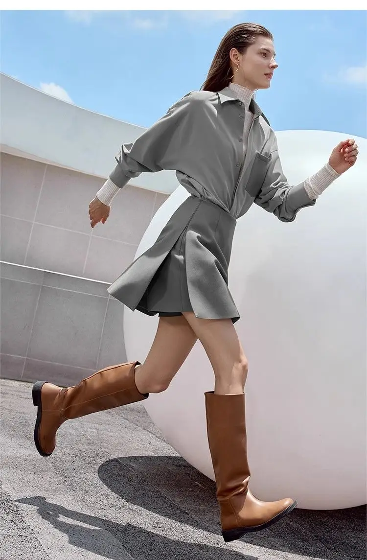 Casual short skirt women's high-waisted trouser spring and summer new commuter slim straight suit A-shaped trouser skirt