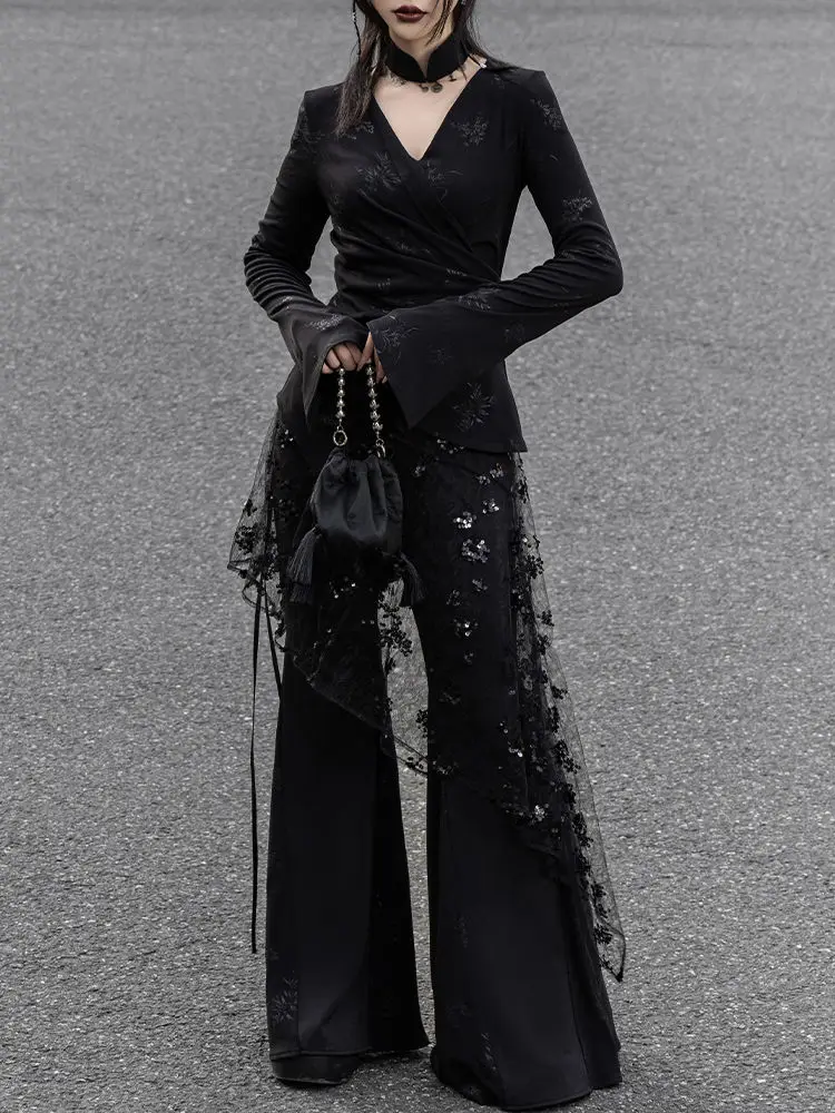 Harajuku Women Fairy Gauze Glitter Skirts See Through Irregular Bandage Skirt Vintage Grunge Trendy Mujer Faldas Y2k Aesthetic