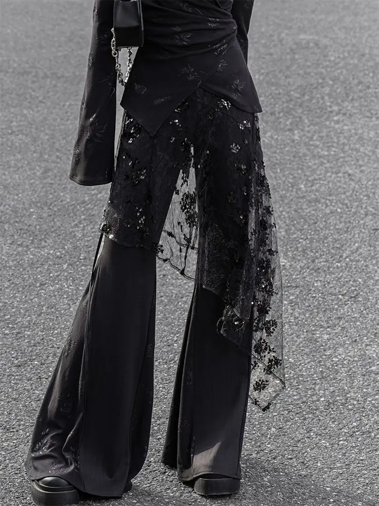 Harajuku Women Fairy Gauze Glitter Skirts See Through Irregular Bandage Skirt Vintage Grunge Trendy Mujer Faldas Y2k Aesthetic