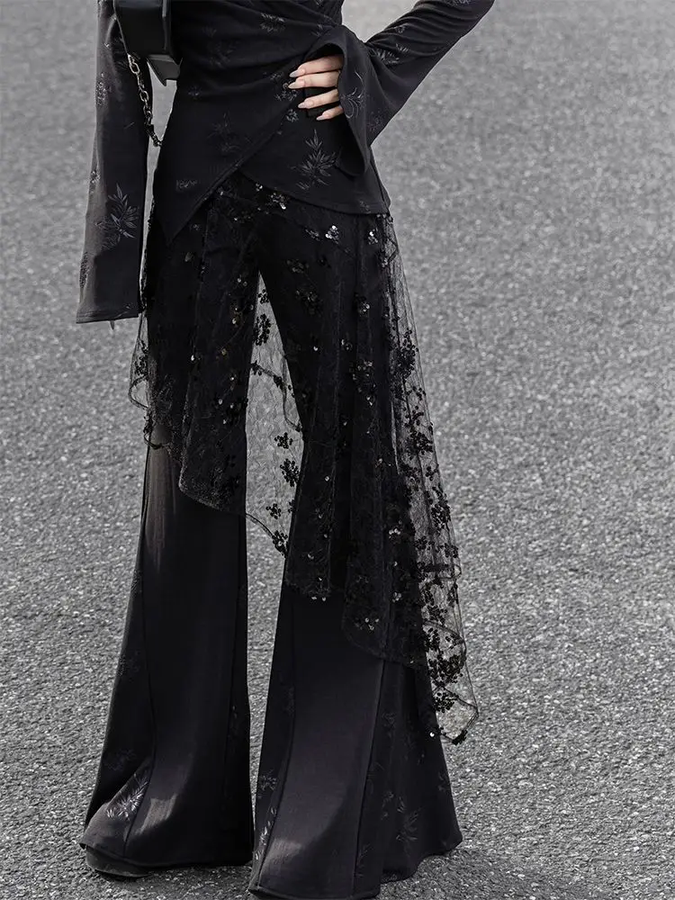 Harajuku Women Fairy Gauze Glitter Skirts See Through Irregular Bandage Skirt Vintage Grunge Trendy Mujer Faldas Y2k Aesthetic