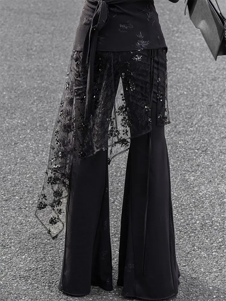 Harajuku Women Fairy Gauze Glitter Skirts See Through Irregular Bandage Skirt Vintage Grunge Trendy Mujer Faldas Y2k Aesthetic