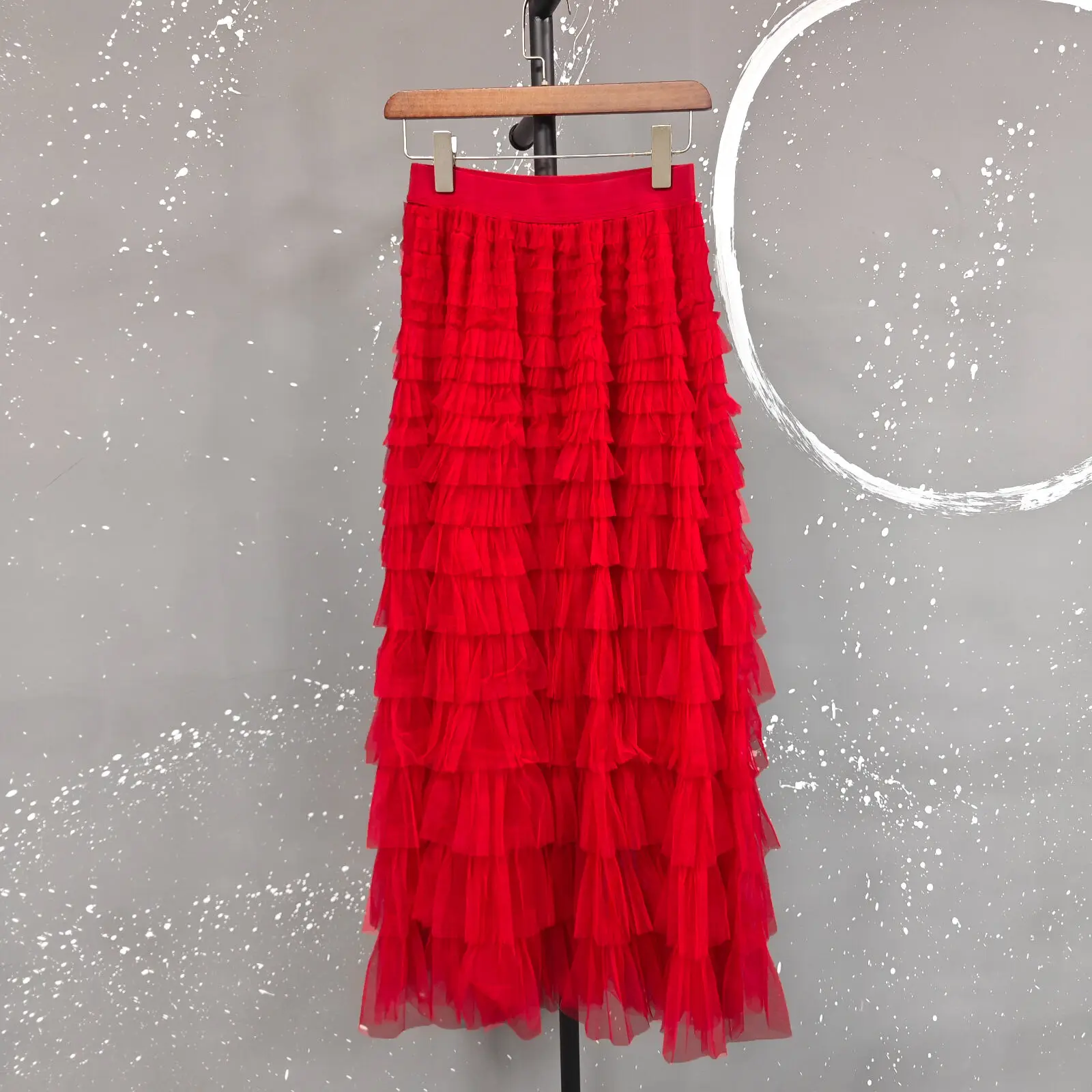 LANMREM Fashion Mesh Skirt Women High Waist A-line Gauze Spliced Solid Color Loose Skirts Versatile 2025 Spring New 2AA4000