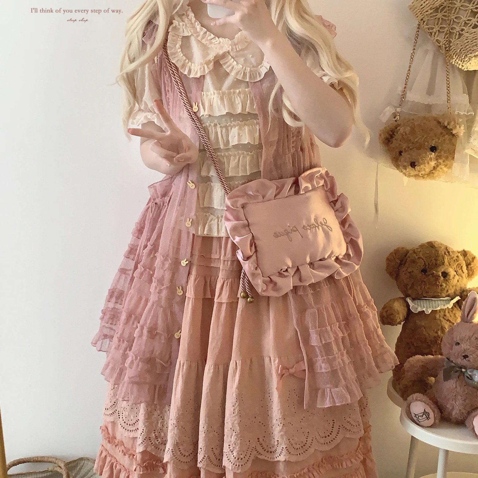 Japanese Mori Artistic Style Embroidered Lace Bow Ruffled Elastic High Waist A-line Retro Casual Lolita Long Skirts for Women