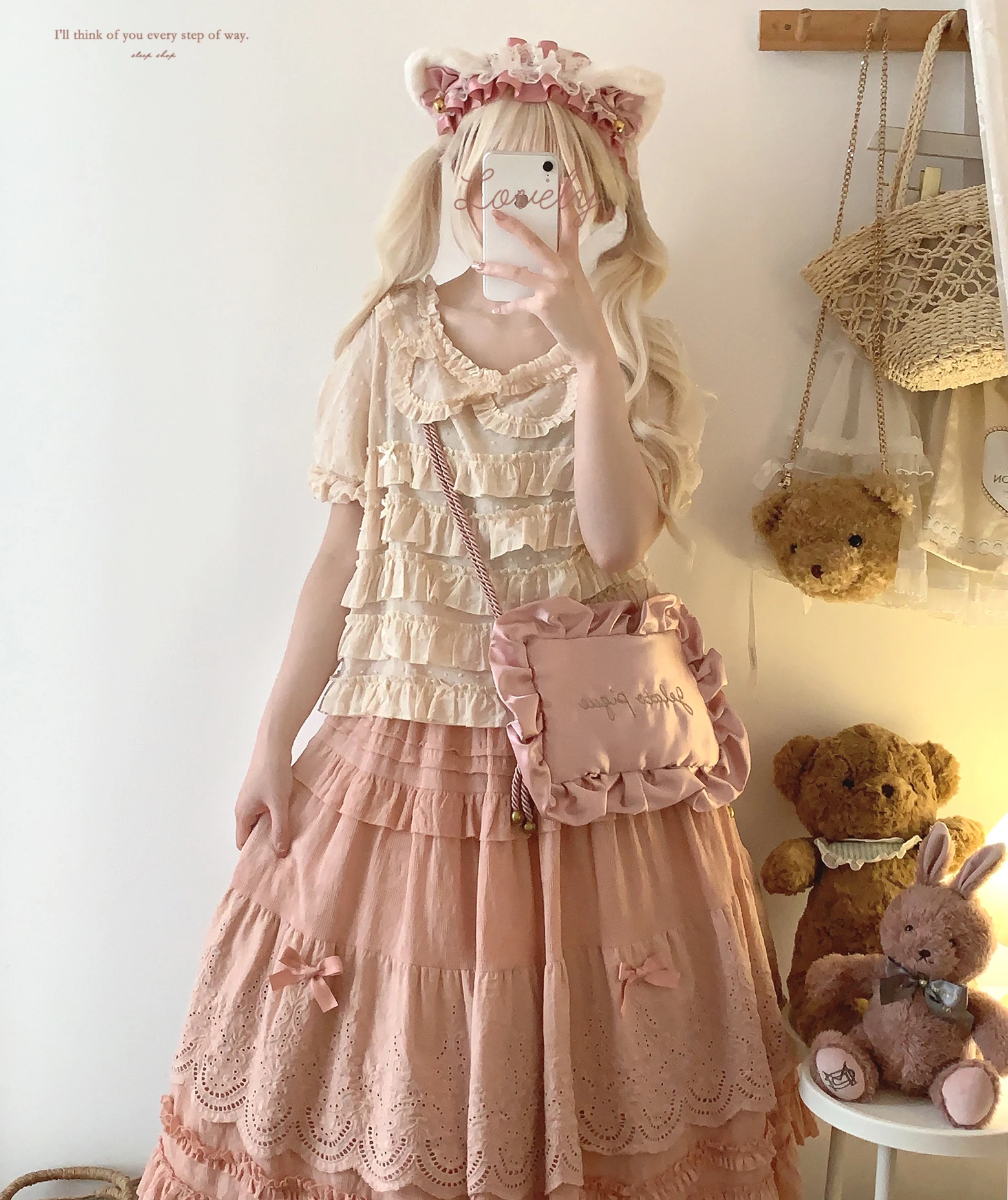 Japanese Mori Artistic Style Embroidered Lace Bow Ruffled Elastic High Waist A-line Retro Casual Lolita Long Skirts for Women