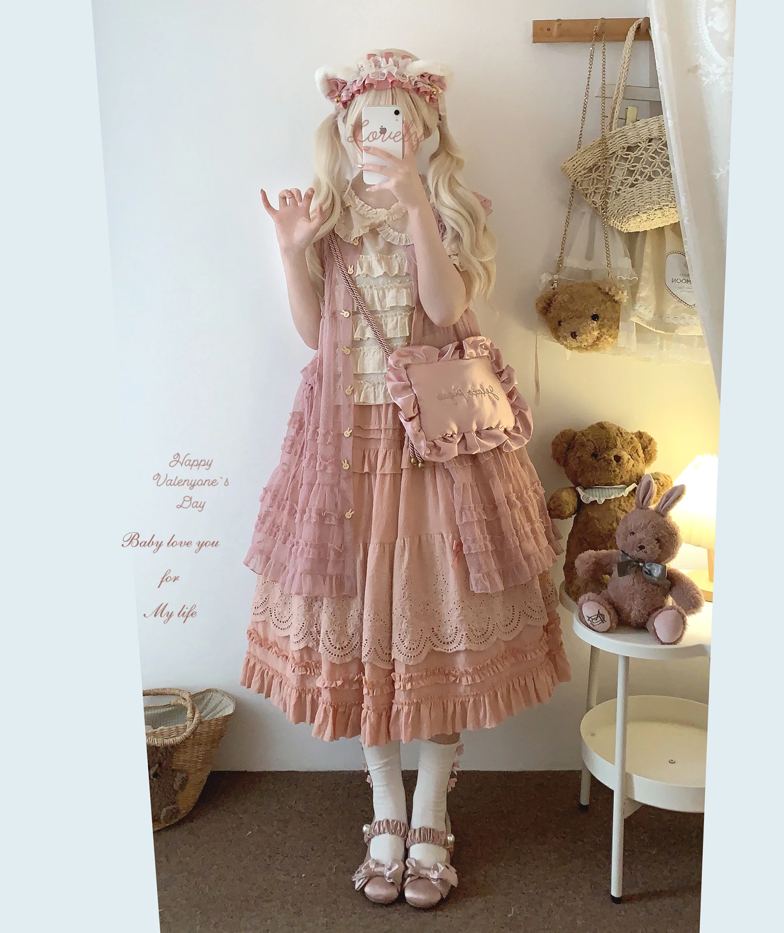 Japanese Mori Artistic Style Embroidered Lace Bow Ruffled Elastic High Waist A-line Retro Casual Lolita Long Skirts for Women