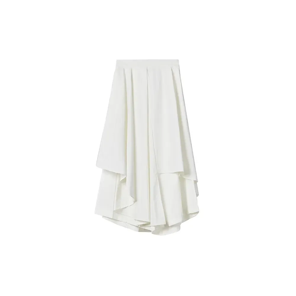 Gothic Frosty Irregular Skirts Pants Women High Waist Solid White Black Brown Long Pleated Skirts 2022 Korean Hip Hop Streetwear