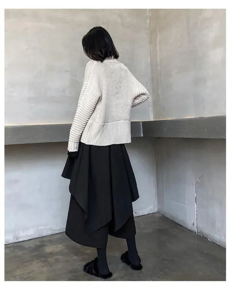 Black Skirts Woman Japanese Gothic Irregular High Waist Pleated Skirt Pants for Women Vintage Solid Cargo Skirts Female