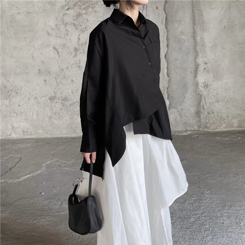 Black Skirts Woman Japanese Gothic Irregular High Waist Pleated Skirt Pants for Women Vintage Solid Cargo Skirts Female