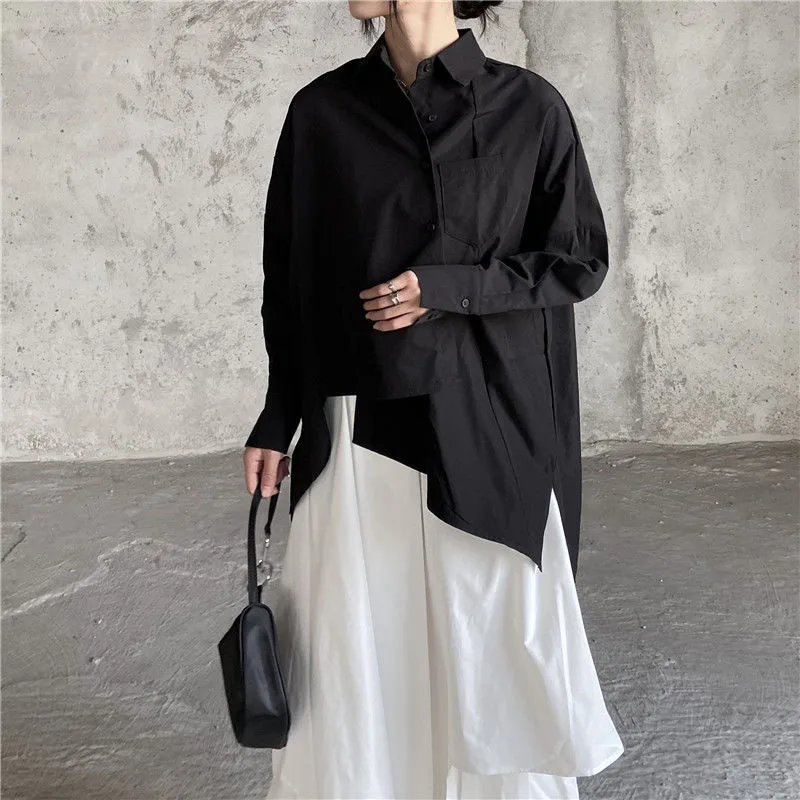 Black Skirts Woman Japanese Gothic Irregular High Waist Pleated Skirt Pants for Women Vintage Solid Cargo Skirts Female