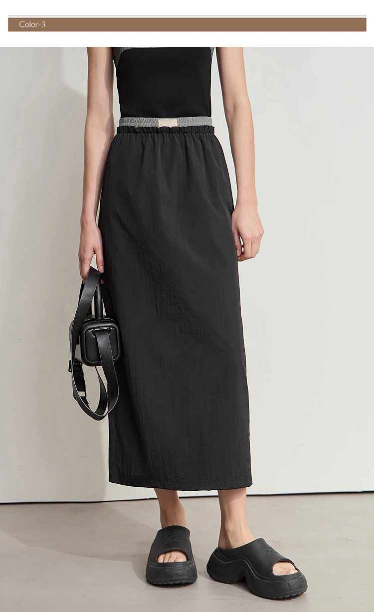 AMII Office Lady Summer Skirt for Women New 2025 Solid Sunscreen Straight Thin Mid Length Skirts Female Fashion Casual 12542033