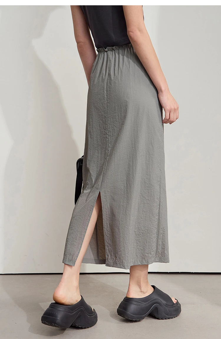 AMII Office Lady Summer Skirt for Women New 2025 Solid Sunscreen Straight Thin Mid Length Skirts Female Fashion Casual 12542033