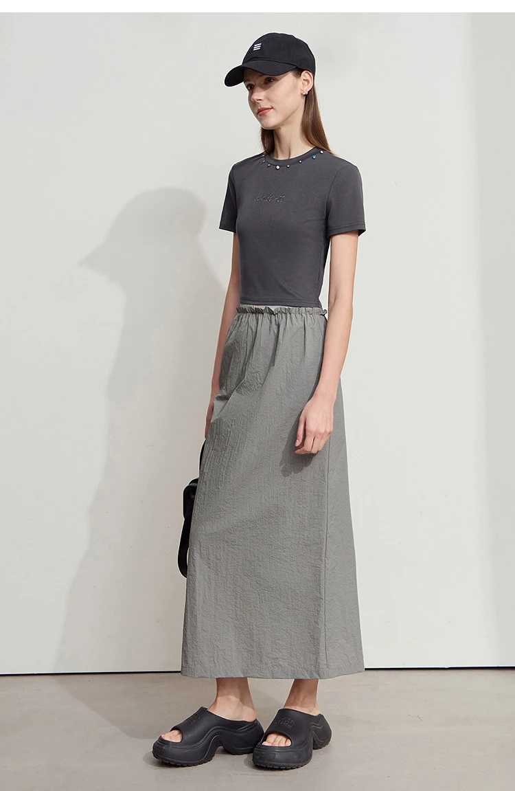 AMII Office Lady Summer Skirt for Women New 2025 Solid Sunscreen Straight Thin Mid Length Skirts Female Fashion Casual 12542033
