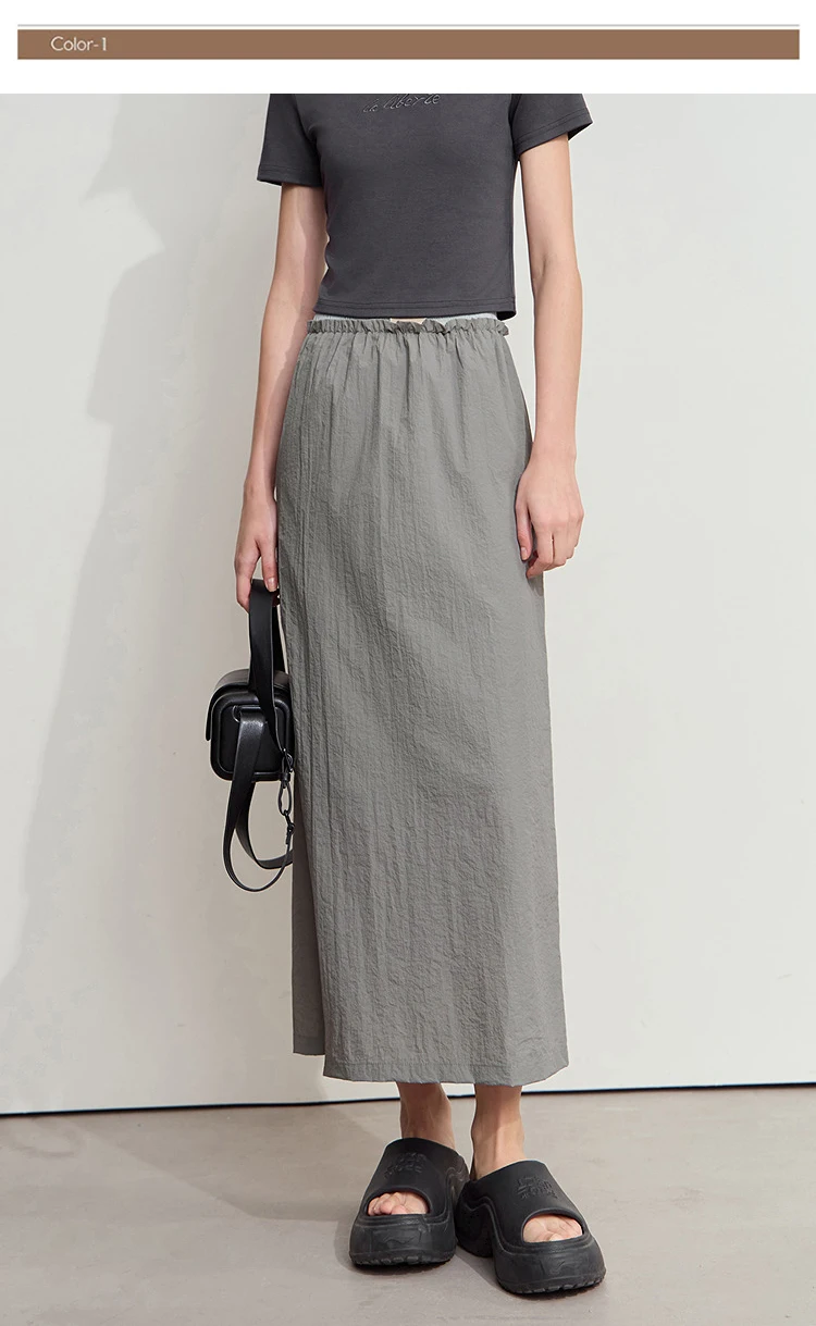 AMII Office Lady Summer Skirt for Women New 2025 Solid Sunscreen Straight Thin Mid Length Skirts Female Fashion Casual 12542033