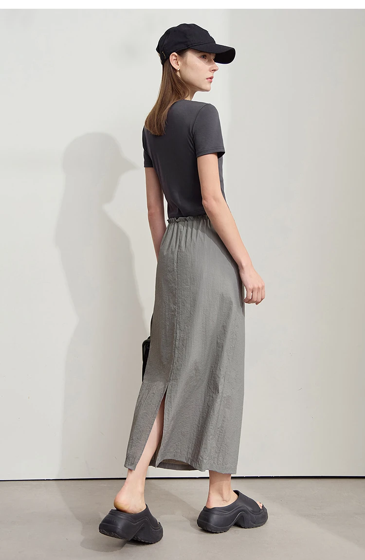 AMII Office Lady Summer Skirt for Women New 2025 Solid Sunscreen Straight Thin Mid Length Skirts Female Fashion Casual 12542033