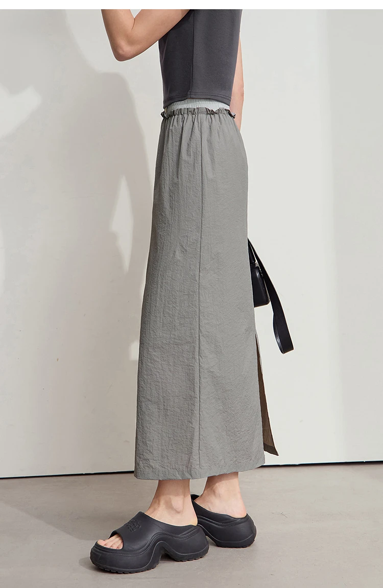 AMII Office Lady Summer Skirt for Women New 2025 Solid Sunscreen Straight Thin Mid Length Skirts Female Fashion Casual 12542033