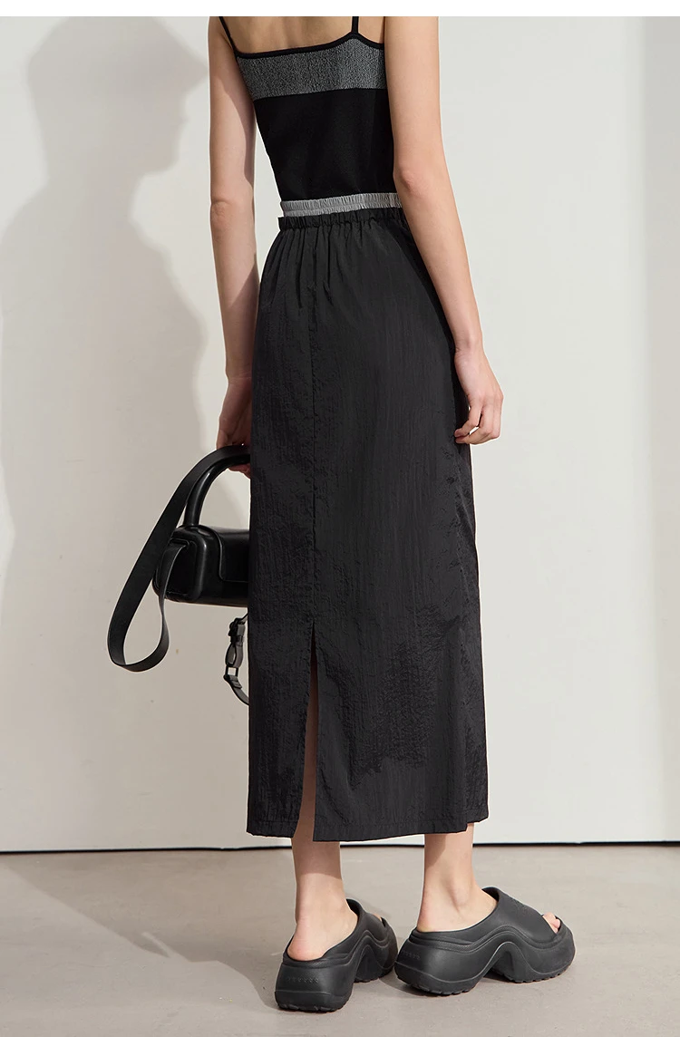 AMII Office Lady Summer Skirt for Women New 2025 Solid Sunscreen Straight Thin Mid Length Skirts Female Fashion Casual 12542033