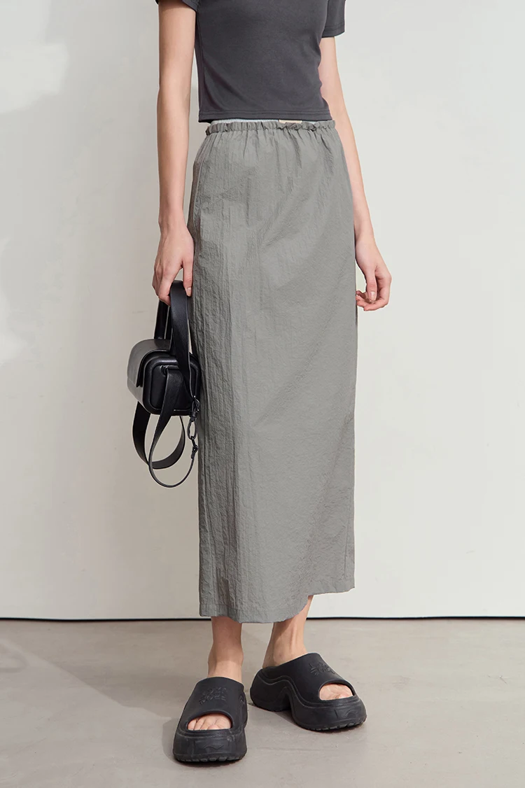AMII Office Lady Summer Skirt for Women New 2025 Solid Sunscreen Straight Thin Mid Length Skirts Female Fashion Casual 12542033
