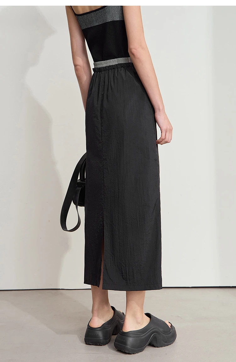 AMII Office Lady Summer Skirt for Women New 2025 Solid Sunscreen Straight Thin Mid Length Skirts Female Fashion Casual 12542033