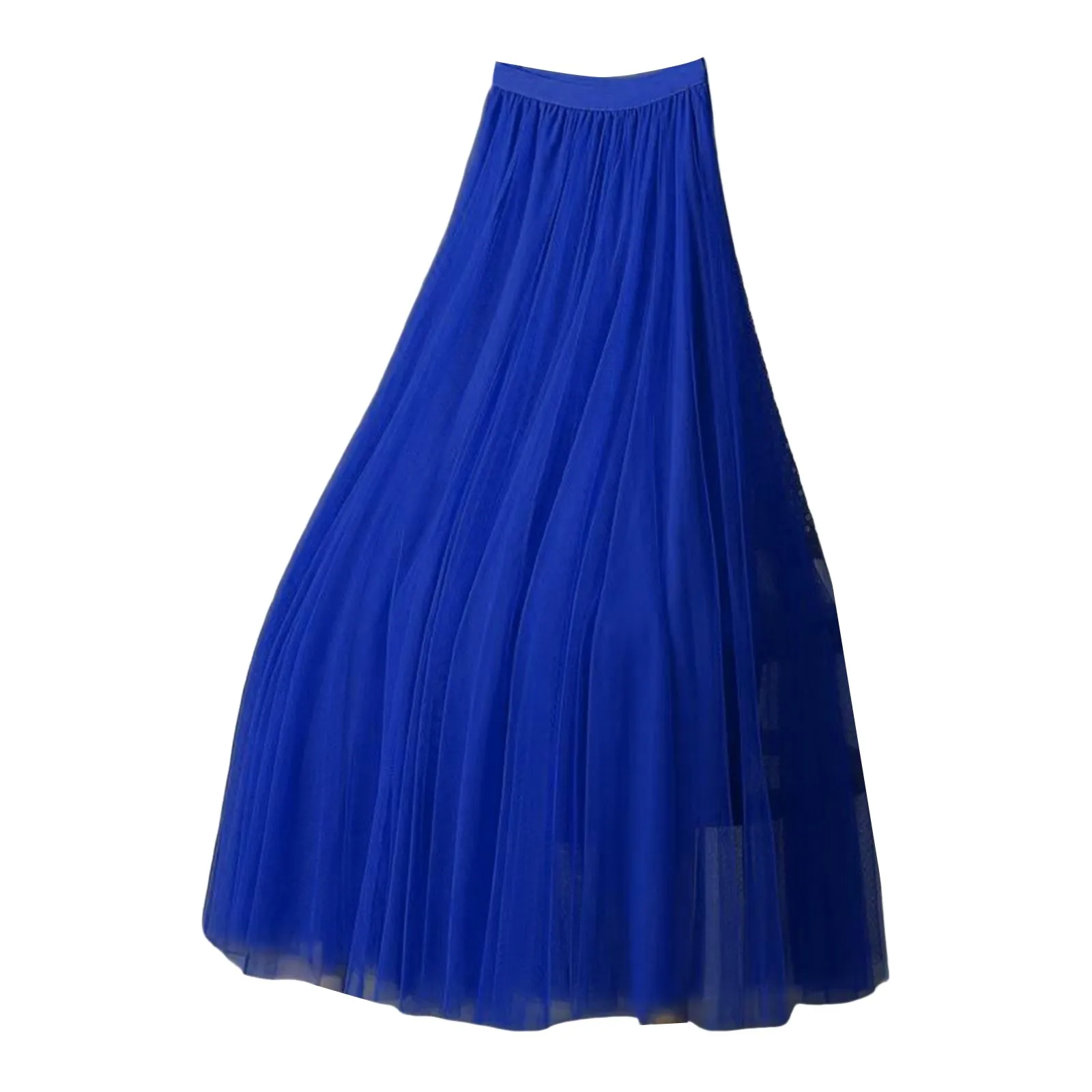 Elegant Tulle Skirts For Women High Waist Mesh Pleated Skirt Korean Fashion Elastic Waist All Match A Line Skirts Faldas