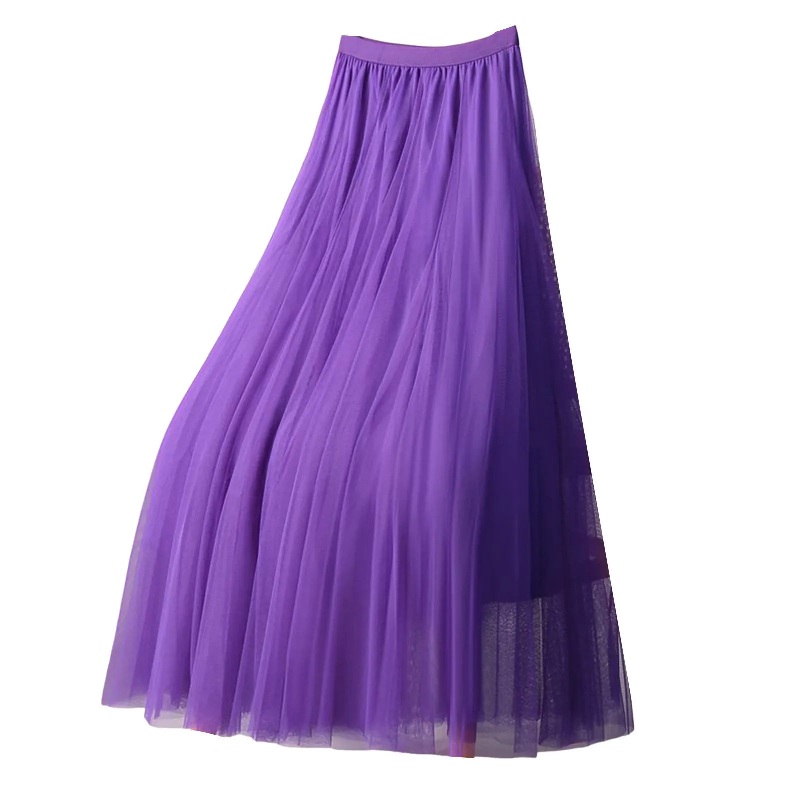 Elegant Tulle Skirts For Women High Waist Mesh Pleated Skirt Korean Fashion Elastic Waist All Match A Line Skirts Faldas